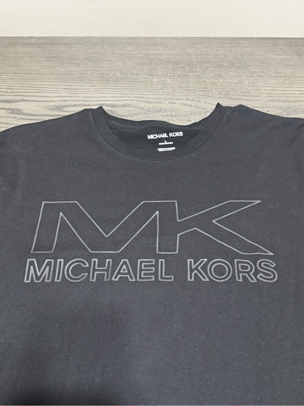 Michael Kors Black Crewneck T-Shirt with Tonal MK Logo